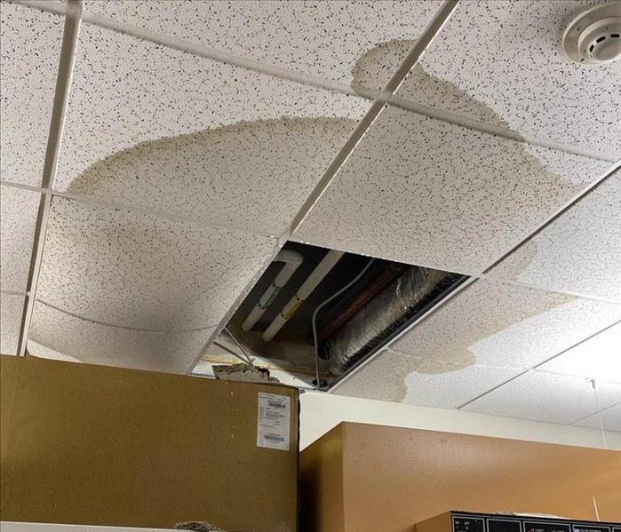 Water stains on ceiling.