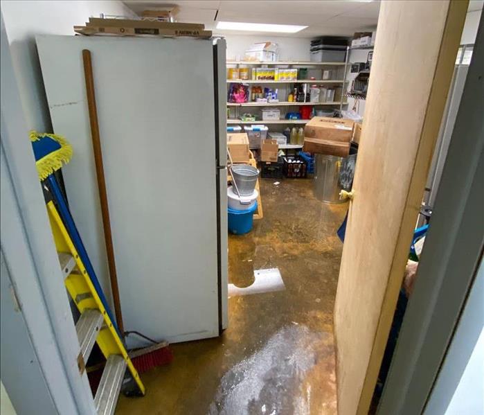 Flood water on the floor of a basement in Philadelphia, PA