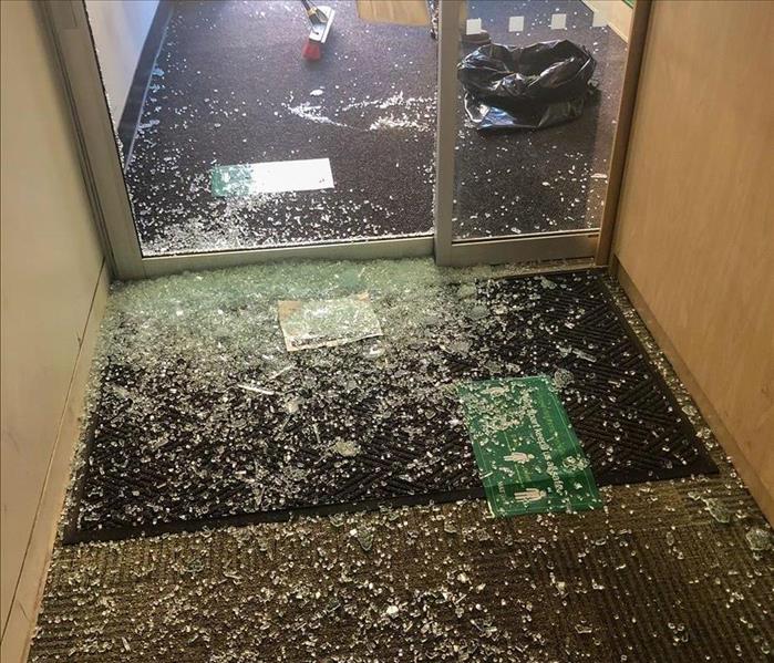 broken glass in a building 