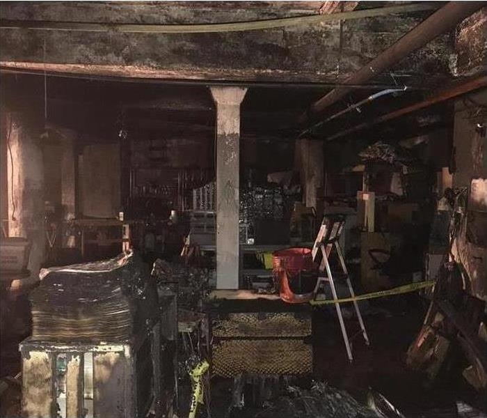 Severe fire damage in a commercial building